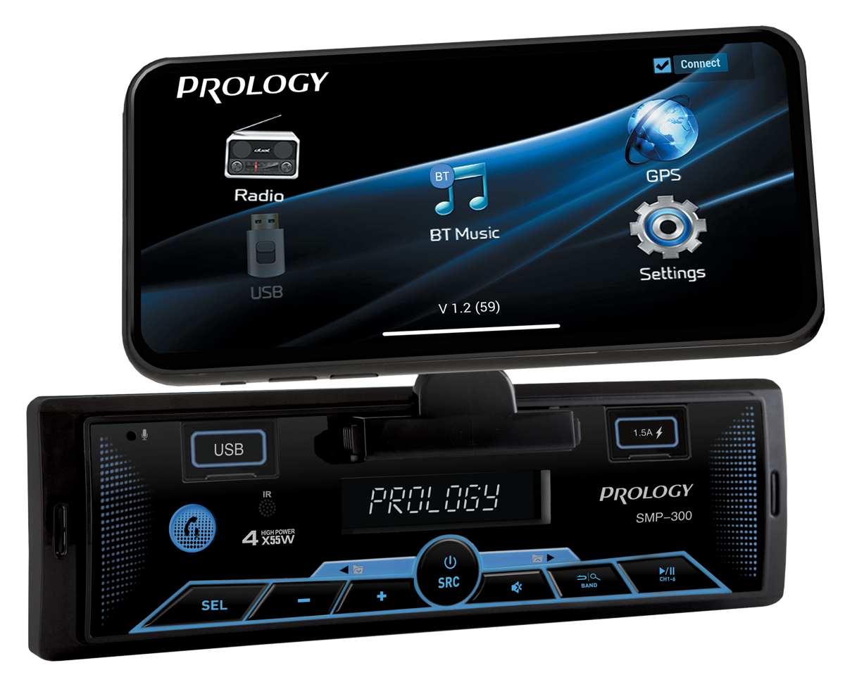 PROLOGY SMP-300  заточенная под смартфон автомагнитола 1DIN с USB и Bluetooth.