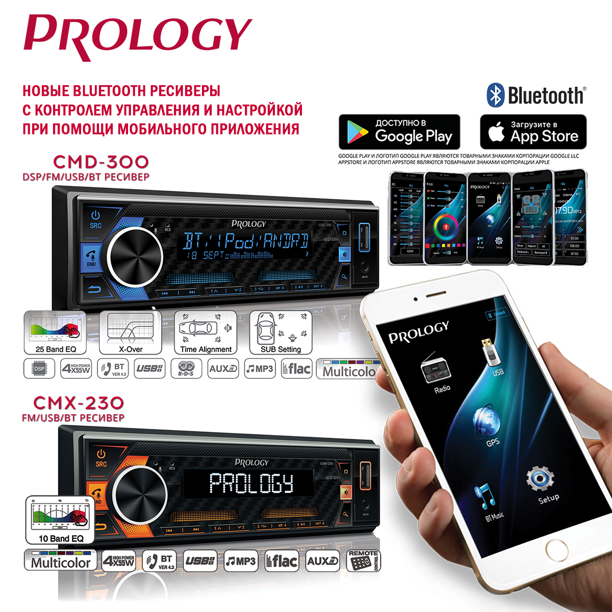 Новые Bluetooth ресиверы PROLOGY с контролем управления и настройкой при помощи мобильного приложения.PROLOGY CMD-300 и CMX-230 уже в Продаже!
